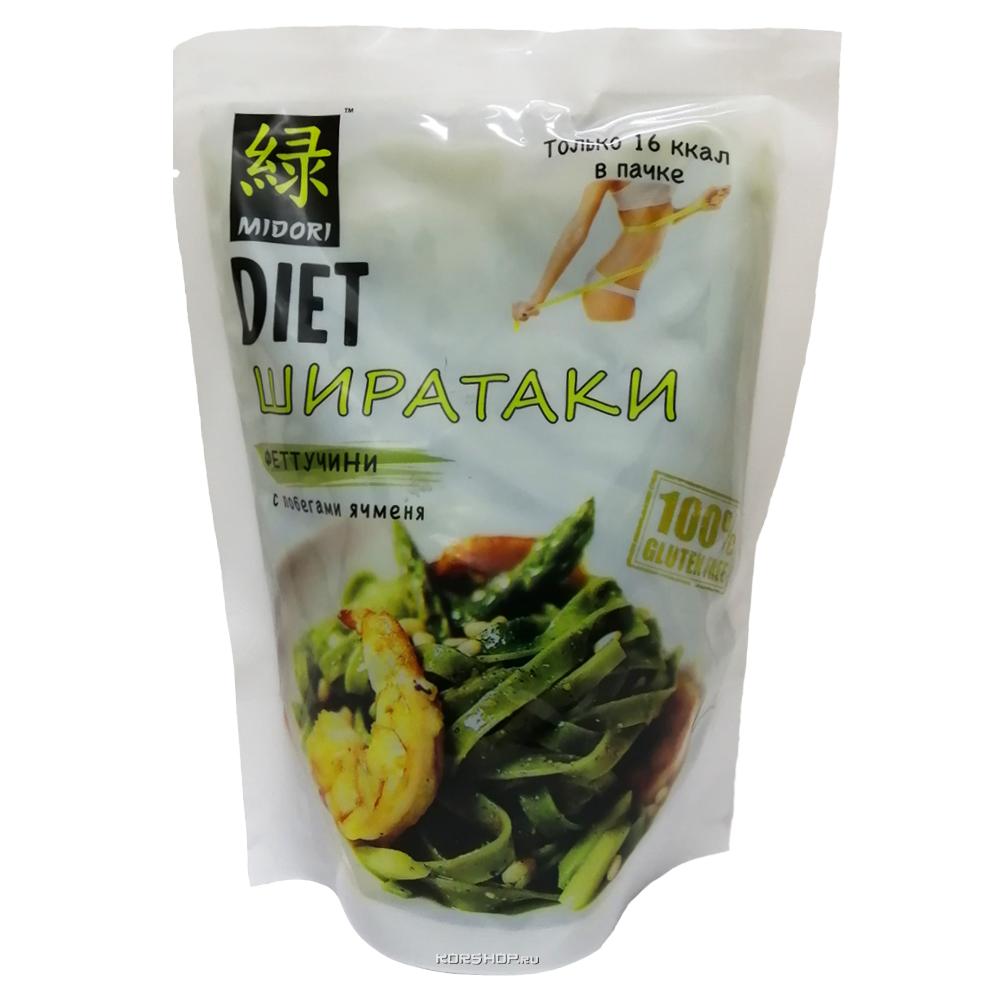 Лапша Midori ширатаки Феттуччине с побегами ячменя, 200 гр., дой-пак