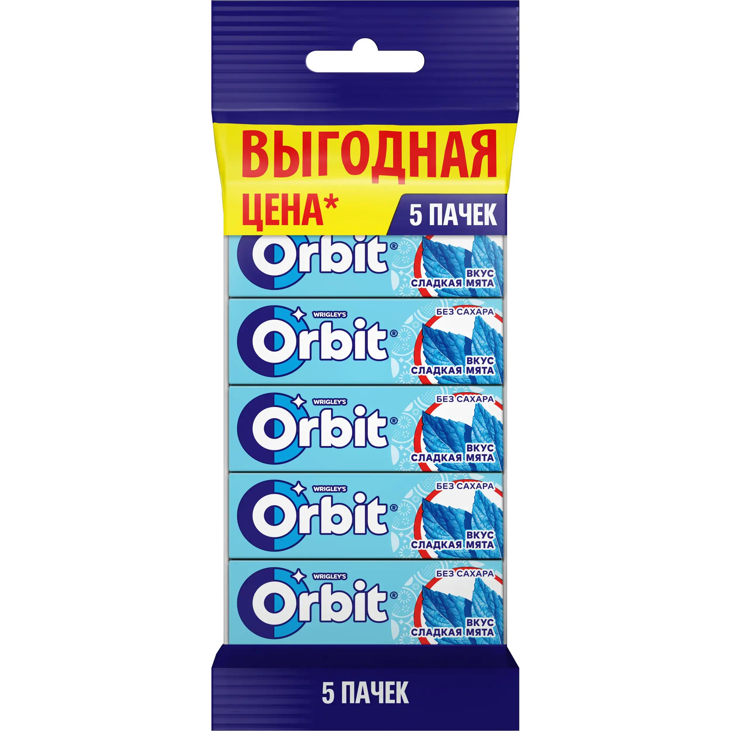 Жевательная резинка Orbit Сладкая мята без сахара 5 шт.68 гр., флоу-пак