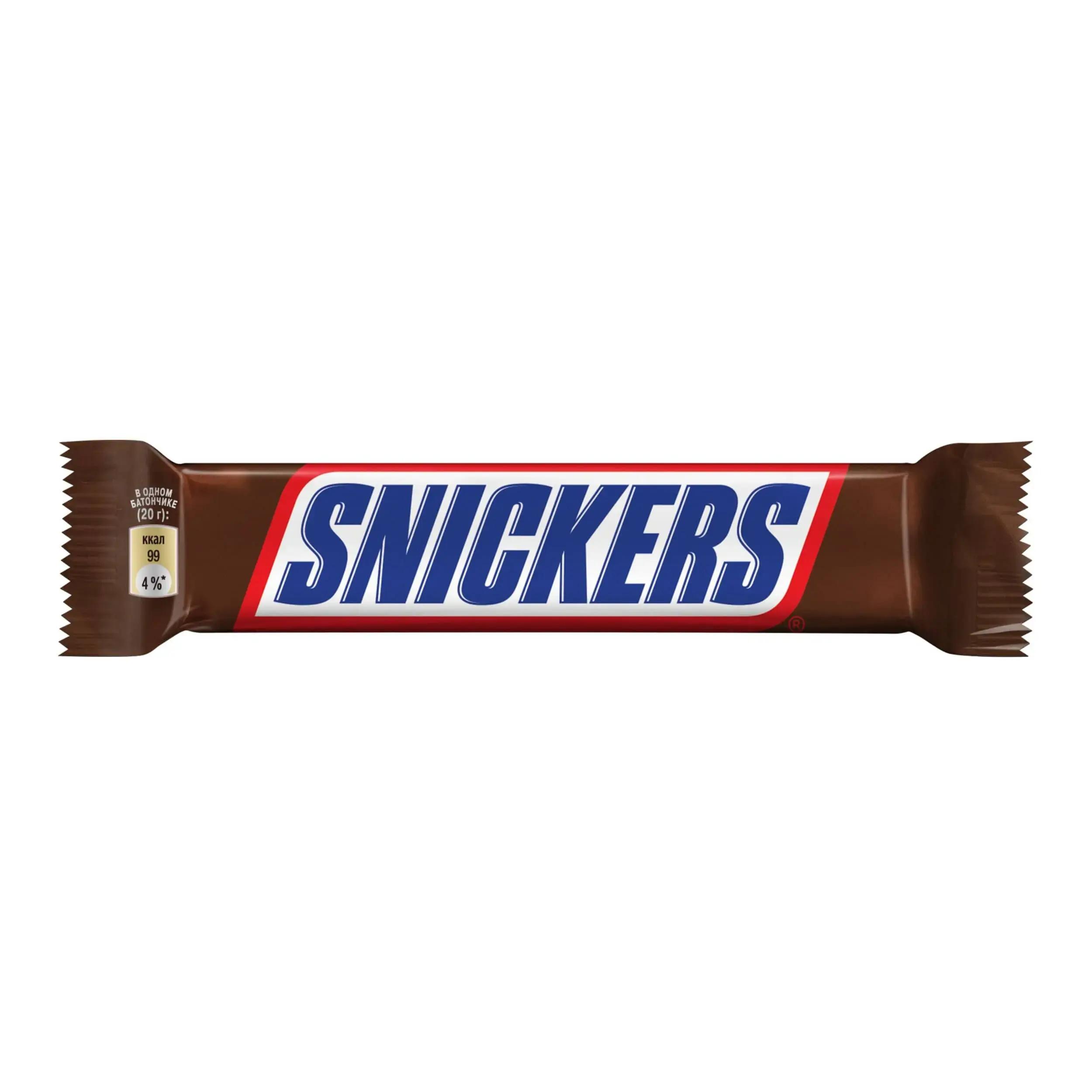 Батончик шоколадный Snickers 20 гр., флоу-пак