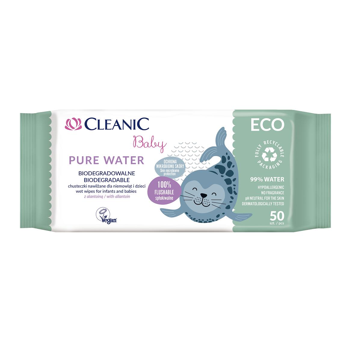 Влажные салфетки детские CLEANIC Baby Eco Pure Water 50 шт., пакет