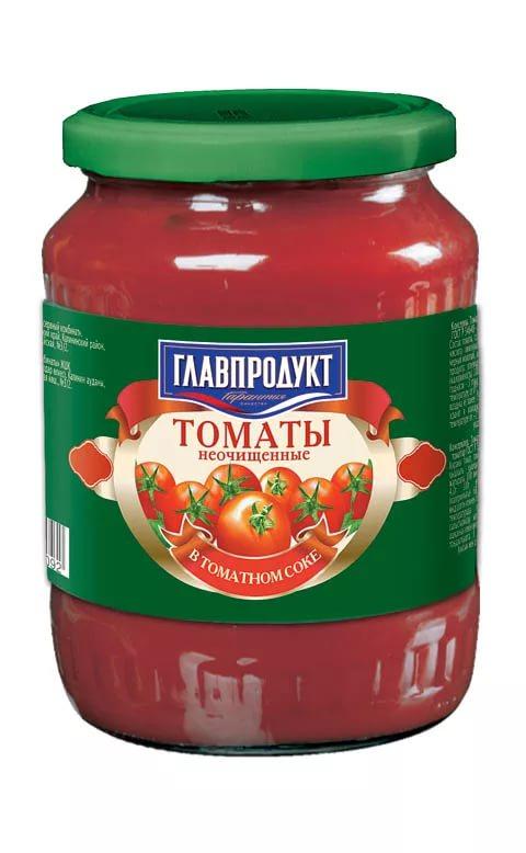 Томаты Главпродукт в собственном соку, 680 гр., стекло