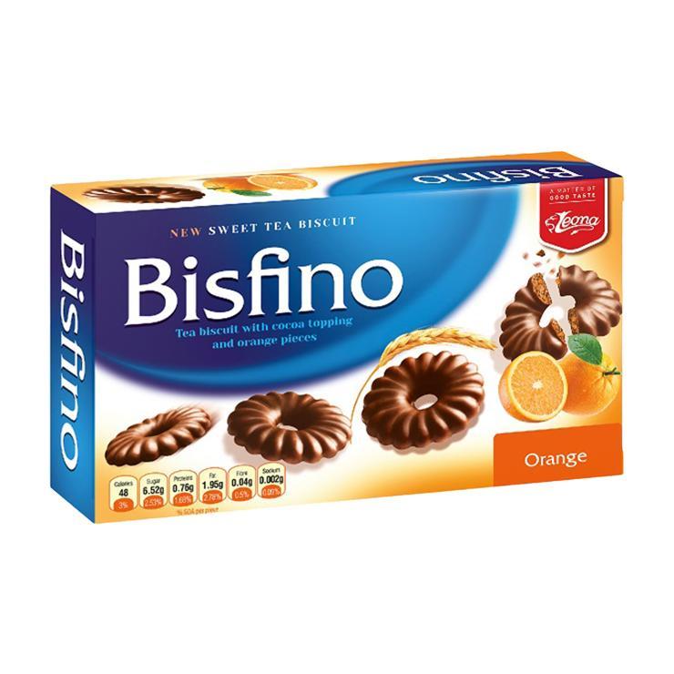 Печенье Leona Bisfino Orange апельсин декорированное шоколадом 130 гр., картон