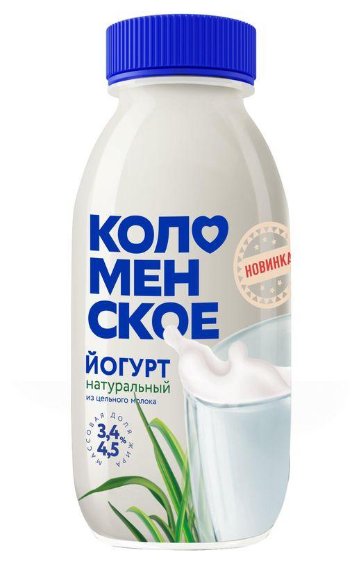 Йогурт Коломенский питьевой натуральный с массовой долей жира 2,8% 260 гр., ПЭТ