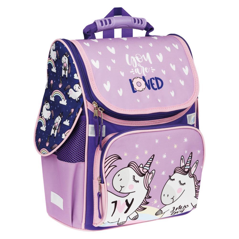 Ранец ArtSpace Junior Unicorns 37х28х21 см 1 отделение 3 кармана анатомическая спинка, пакет