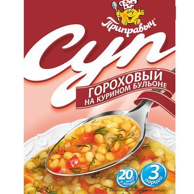 Суп быстрого приготовления Приправыч Гороховый на курином бульоне, 60 гр., пластиковая упаковка