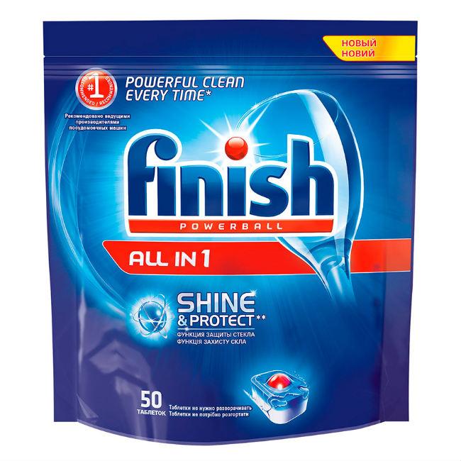 Таблетки Finish Powerball All in One Max для посудомоечных машин, 50шт., дой-пак