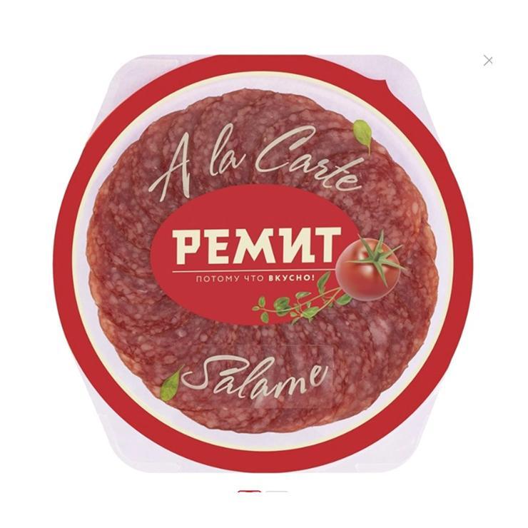 Колбаса сырокопченая Ремит Salame нарезка на тарелке 80 гр., ГМС