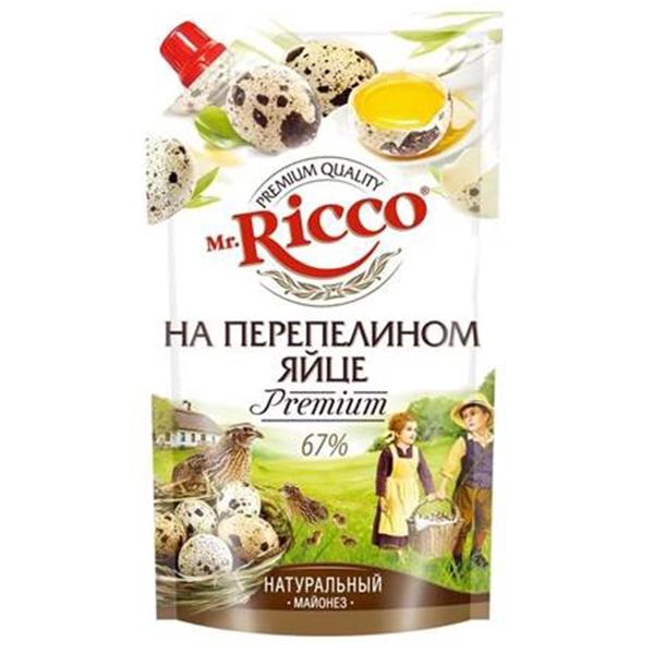 Майонез Mr.Ricco Organic на перепелиных яйцах 67% 400 гр., дой-пак