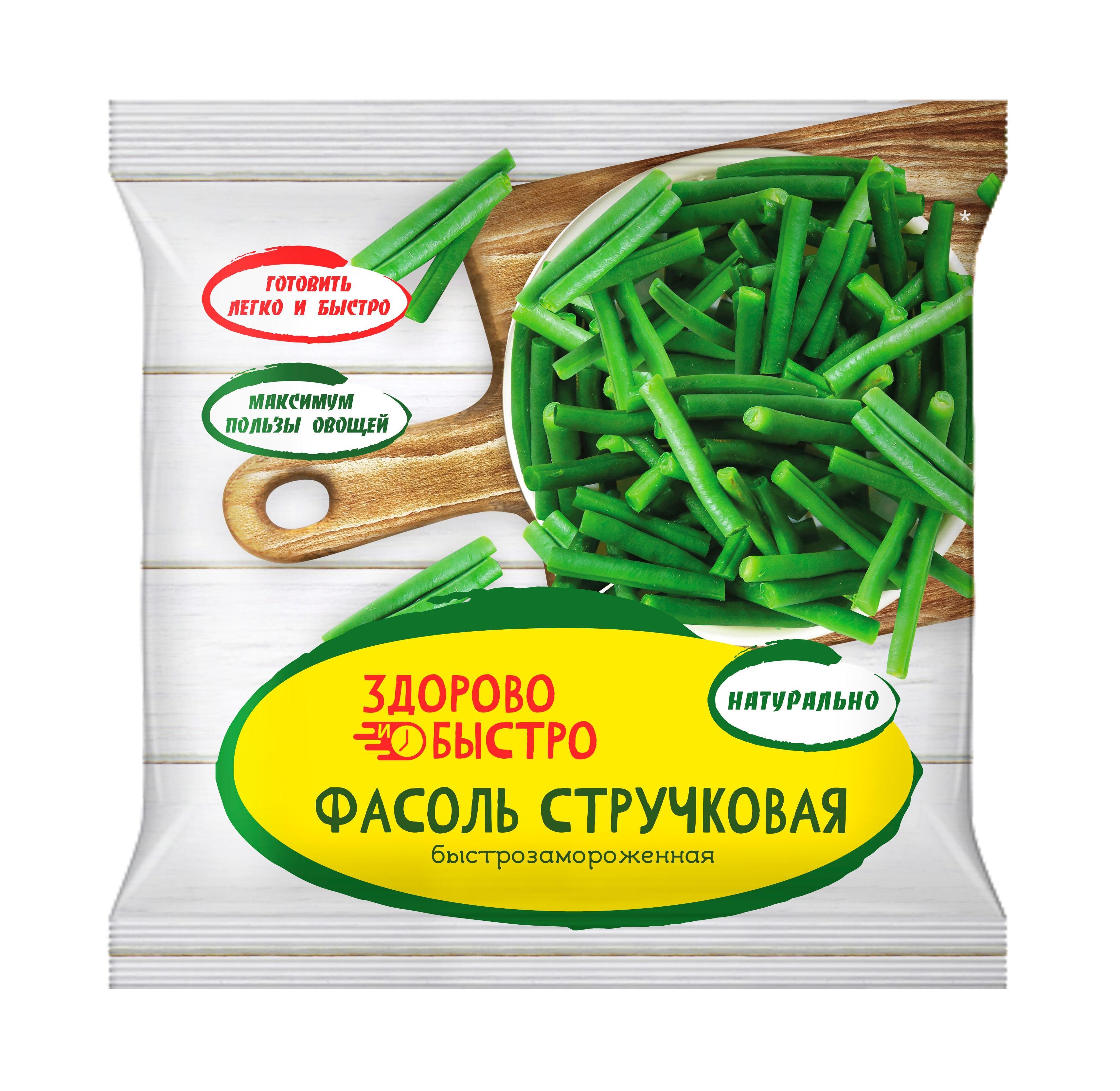 Фасоль стручковая Здорово и Быстро резаная быстрозамороженная 400 гр., флоу-пак