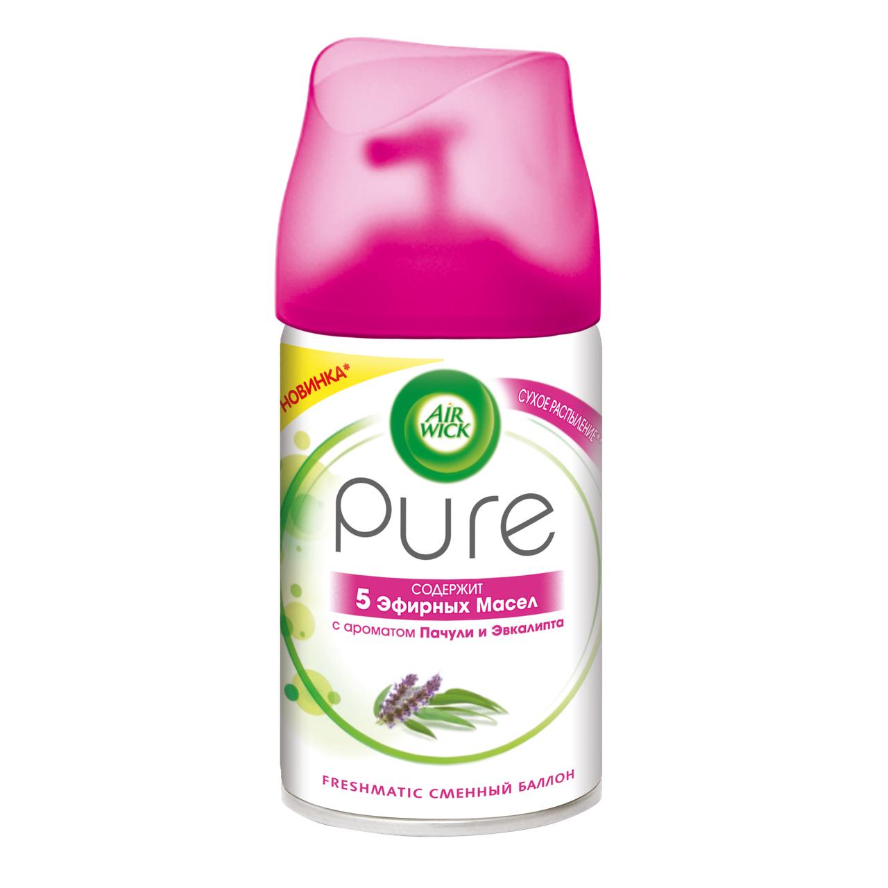 Баллон сменный для освежителя воздуха Air Wick Пачули и Эвкалипт сухое распыление 250 мл.