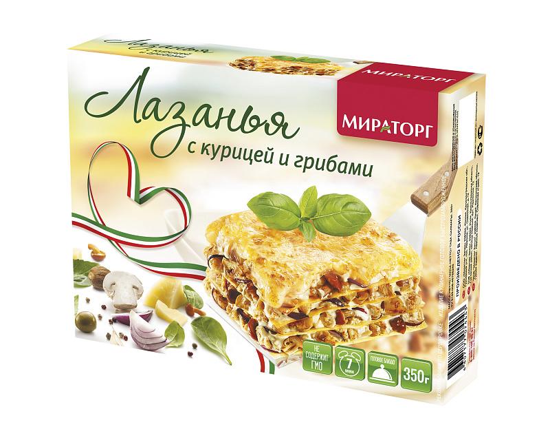 Лазанья Мираторг с курицей и грибами 350 гр., картон