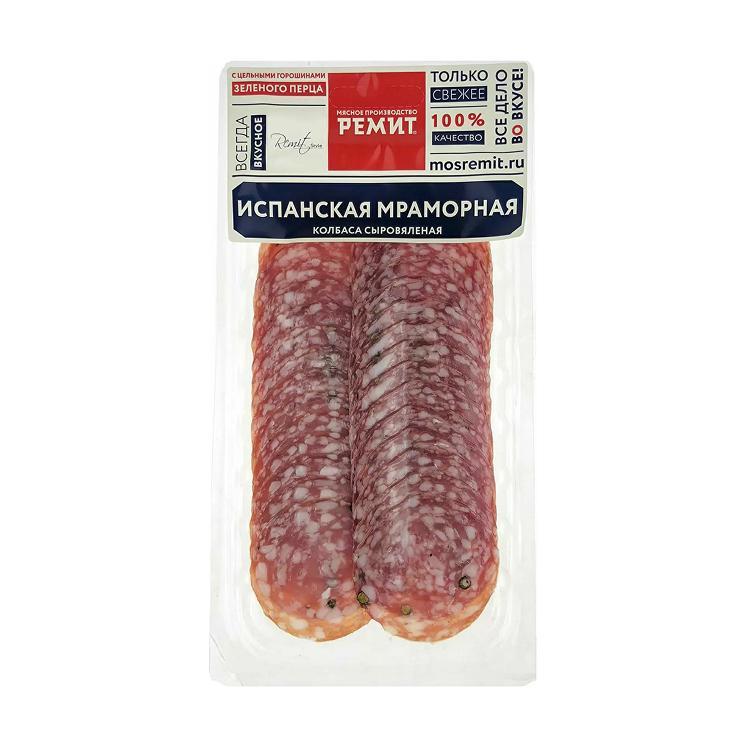 Колбаса сыровяленая Ремит испанская мраморная нарезка 100 гр., в/у