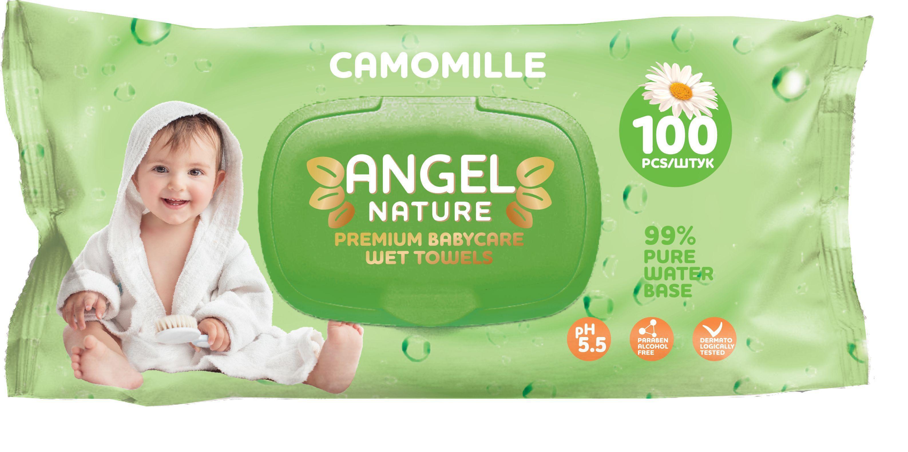 Салфетки влажные Ангел Camomile 100 шт., флоу-пак