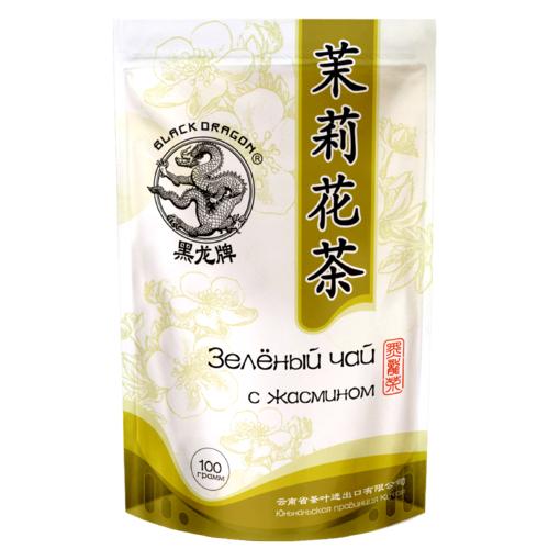Чай Black Dragon С жасмином, зеленый, 100 гр., дой-пак