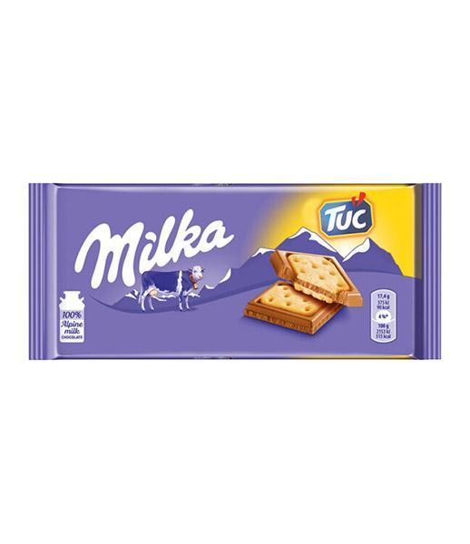 Шоколад Milka молочный с крекером Tuc 87 гр., флоу-пак