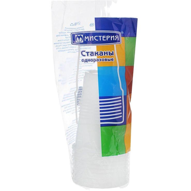 Стакан одноразовый Мистерия для горячих и холодных напитков пластиковый белый, пакет