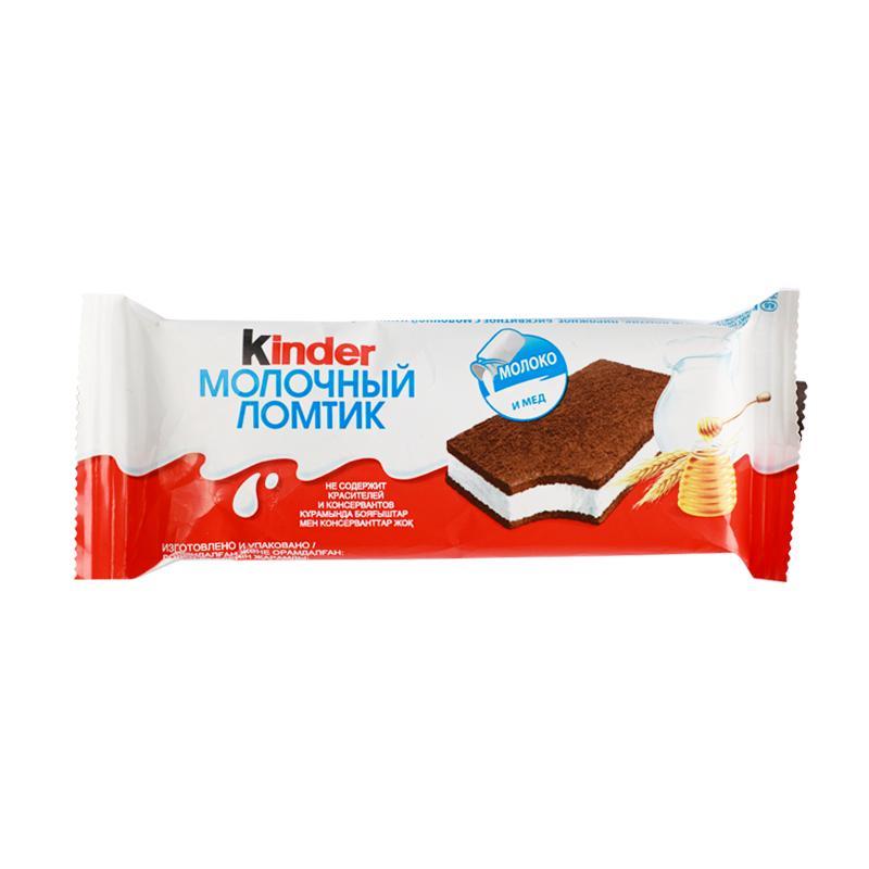 Пирожное Kinder Молочный ломтик бисквитное 27.9% 28 гр., флоу-пак