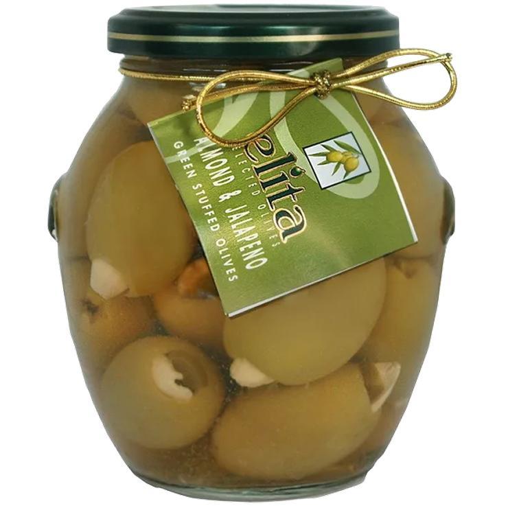 Оливки ELITA зеленые фаршированные миндалем 370 мл., стекло