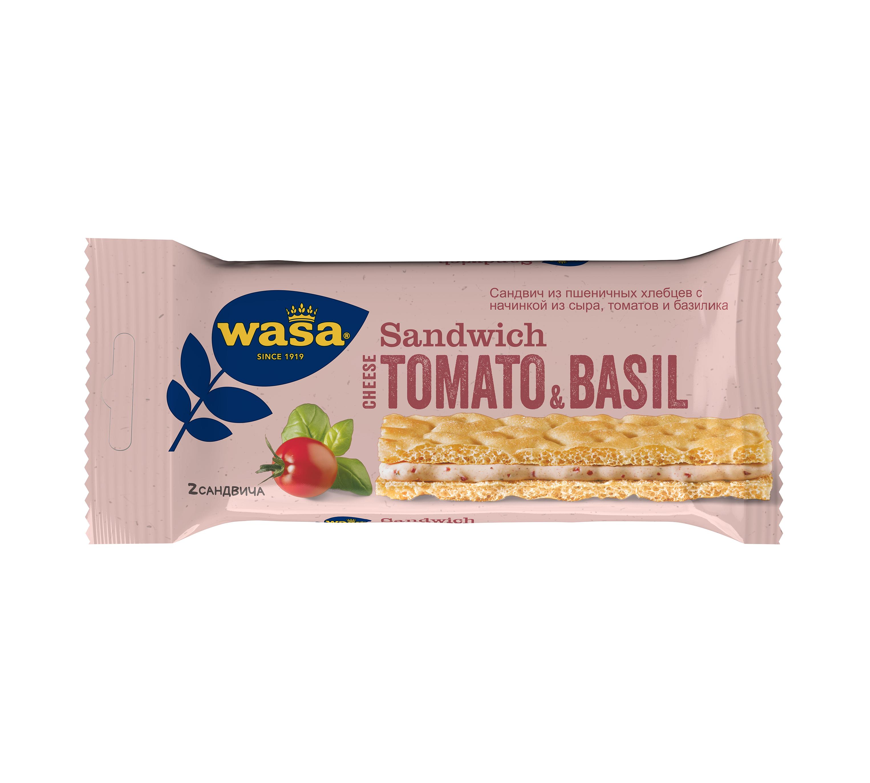Хлебцы Wasa Sandwich Cheese пшен.с сыром, томатом и базиликом, 40 гр., флоу-пак
