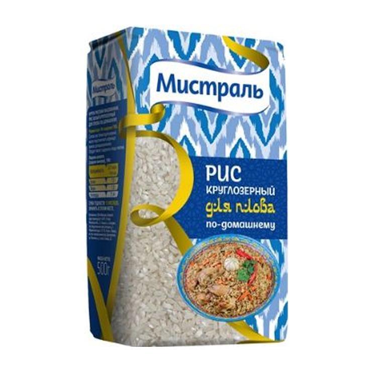 Рис Мистраль круглозерный для плова по домашнему 500 гр., флоу-пак