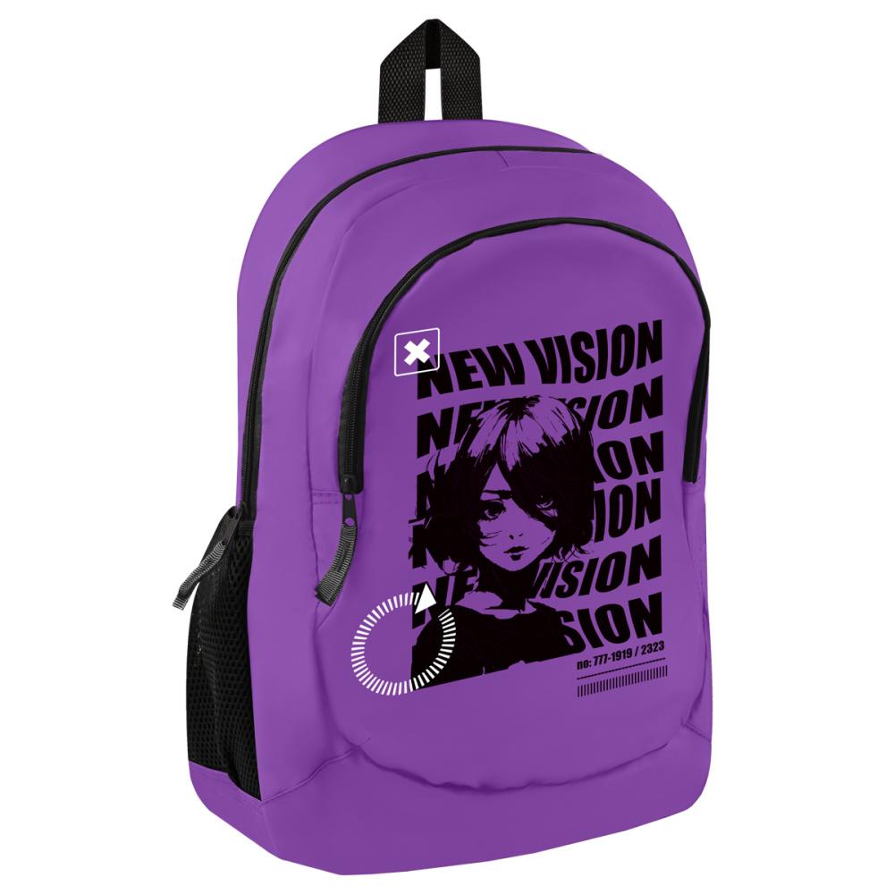 Рюкзак ArtSpace Classic Violet 40х9х18 см 2 отделения 2 кармана PU покрытие уплотненная спинка., пакет