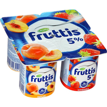 Продукт йогуртный Cливочное лакомство клубника персик 5%, Fruttis, 115 гр, ПЭТ