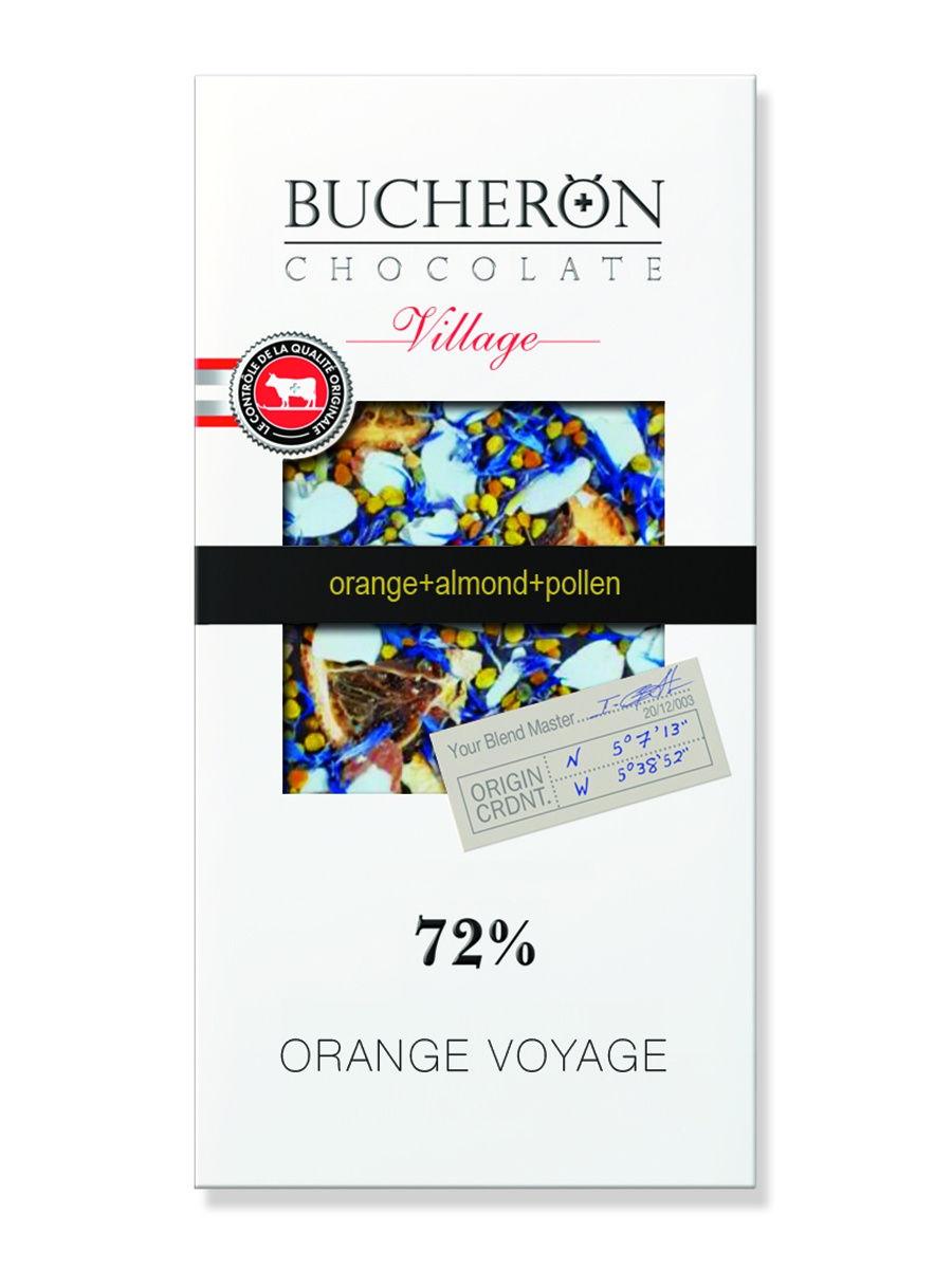 Шоколад Bucheron Village горький с апельсином, миндалем, цветочной пыльцой и васильками 100 гр., картон