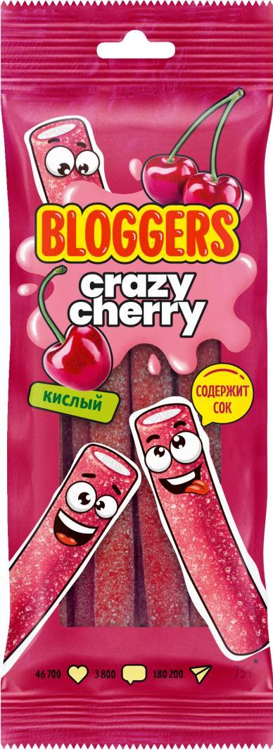 Мармелад жевательный Bloggers Крейзи черри вишня 75 гр., флоу-пак