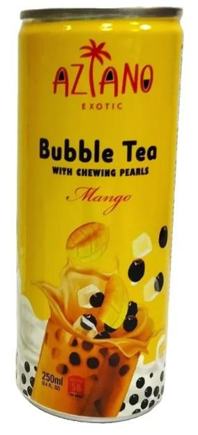 Чай молочный Aziano Bubble tea Манго с жевательными шариками из конжака 250 мл., ж/б