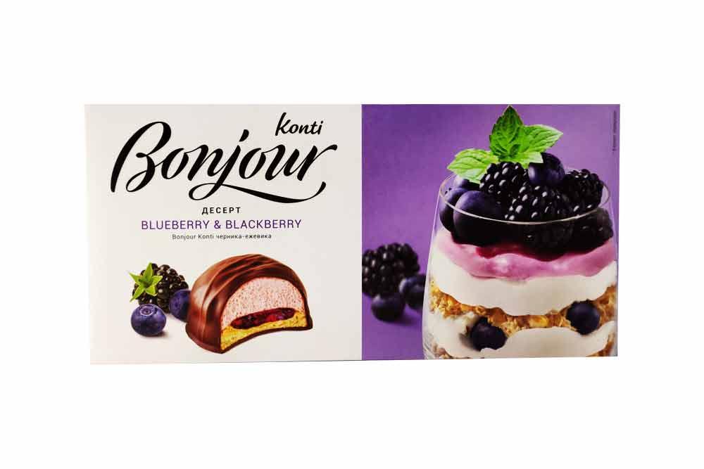 Конфеты Konti Bonjour Десерт черника-ежевика 232 гр., картон