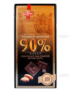 Шоколад горький пенал 90%, Спартак Элитный, 90 гр., картонная коробка