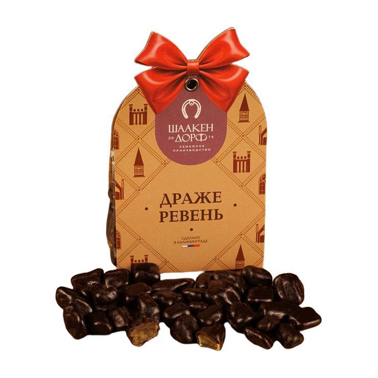 Драже ШААКЕН ДОРФ Ревень в темном шоколаде 150 гр., картон
