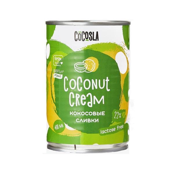 Кокосовые сливки Cocosla жирность 22%  400 мл.,  ж/б