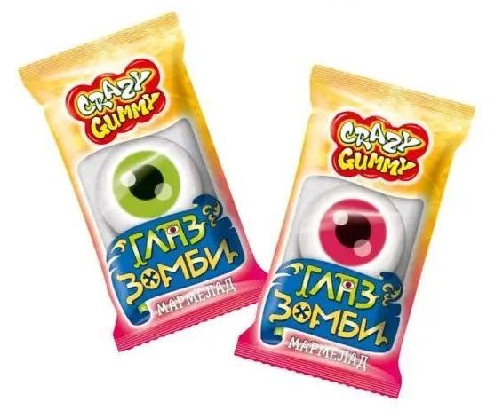 Мармелад Канди Клаб Crazy Gummy глаз зомби 10 гр., флоу-пак