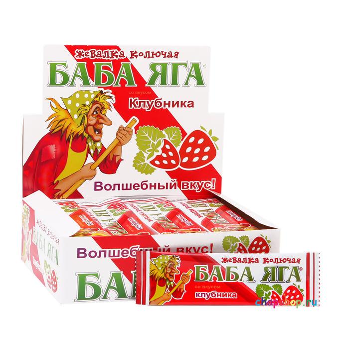 Конфета жевательная Баба Яга клубника 11 гр., флоу-пак