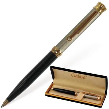 Ручка шариковая Galant Antic корпус черный с серебристым золотистым узел 0,7 мм.