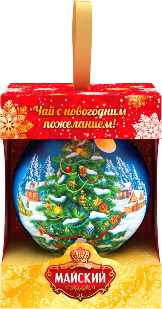 Чай черный листовой Новогодний шар, Майский, 20 гр., ж/б