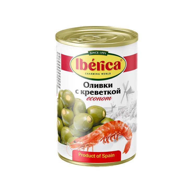 Оливки Iberica econom с креветкой 280 гр., ж/б