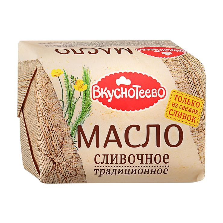 Масло сливочное Вкуснотеево традиционное 82,5% 200 гр., обертка