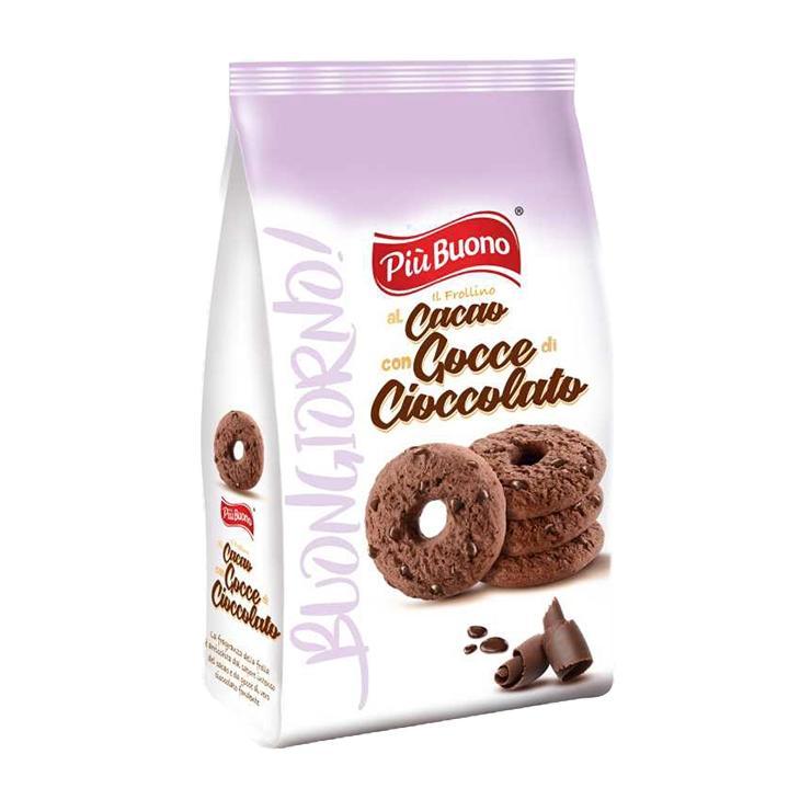 Печенье Piu Buono шоколадное песочное 250 гр., флоу-пак