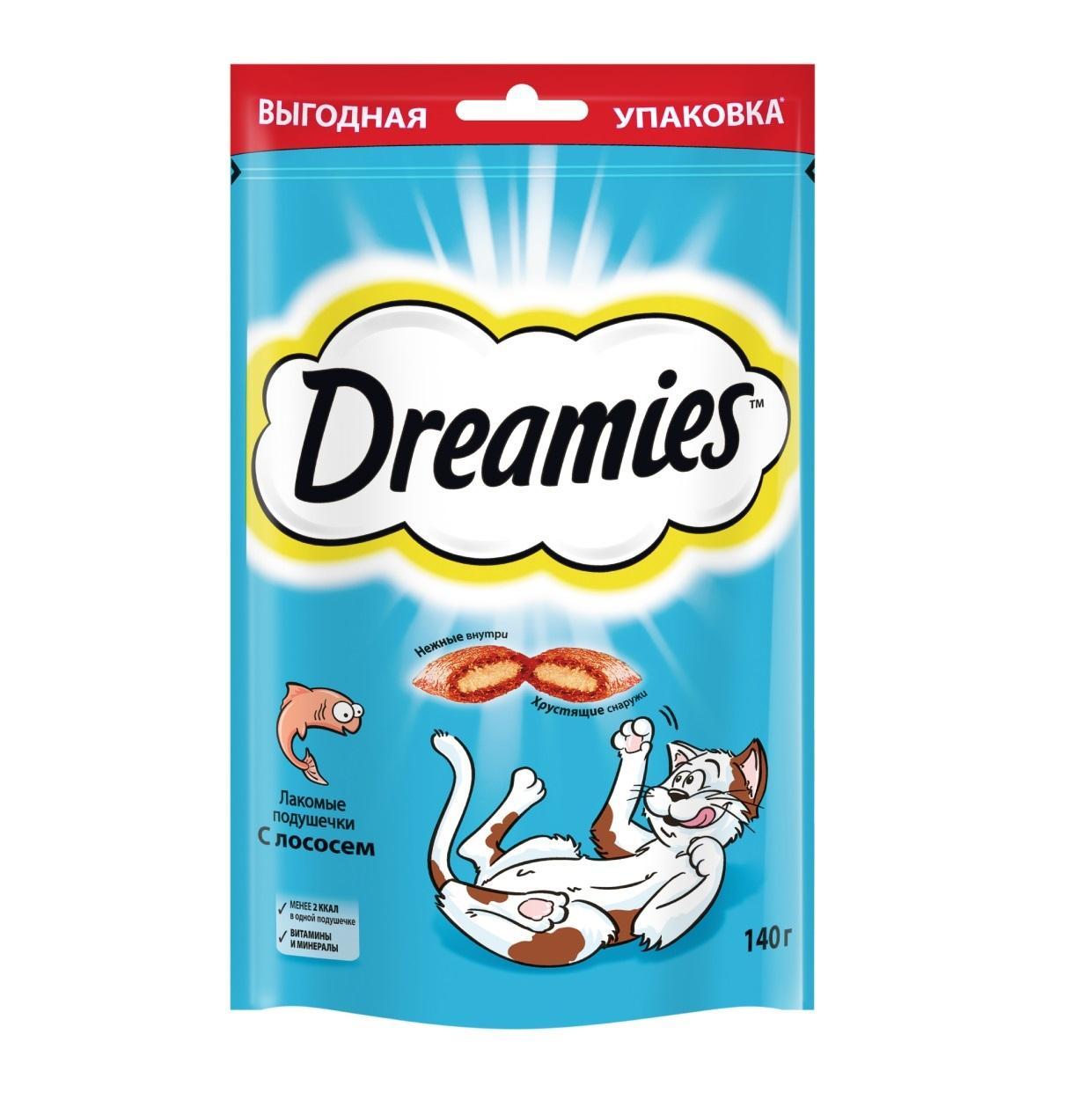 Лакомство для кошек Dreamies c лососем, 140 гр., флоу-пак
