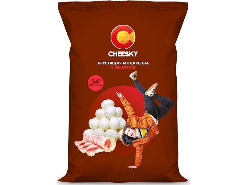 Сыр Cheesky хрустящая моцарелла со вкусом бекона, 20 гр., флоу-пак