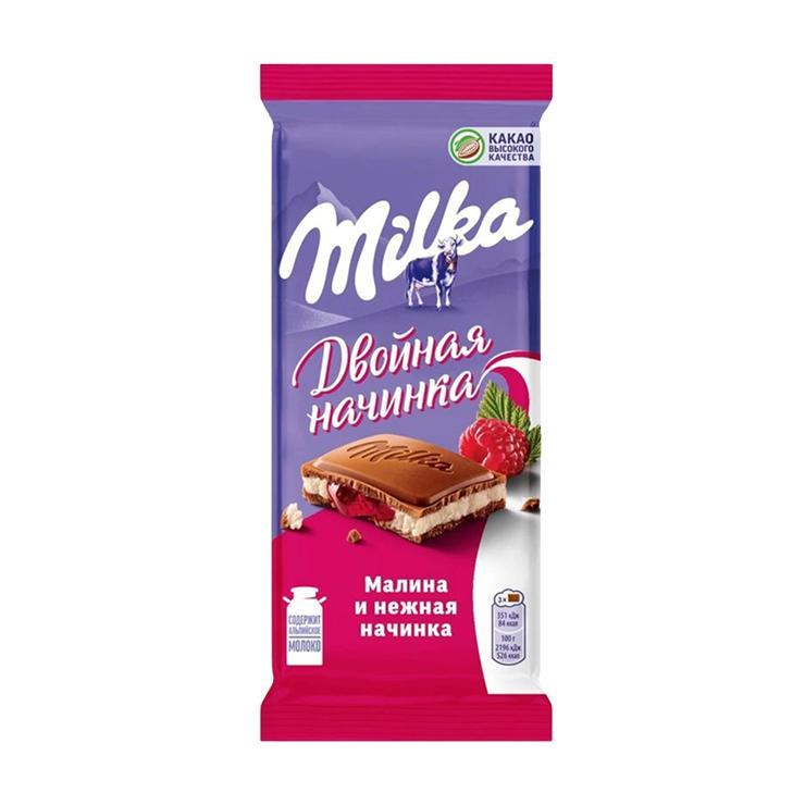 Шоколад Milka молочный малина и нежная начинка 80 гр., флоу-пак