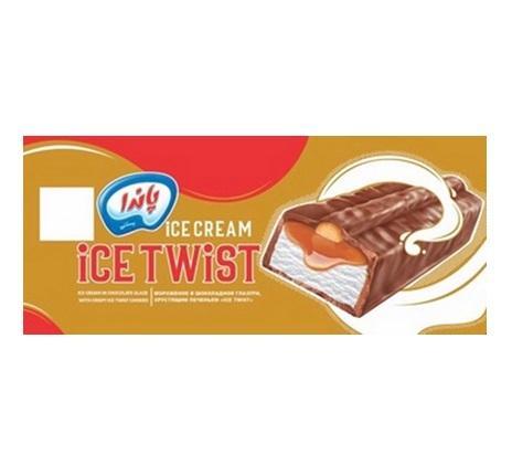 Мороженое батончик Primars Ice Twist в шоколадной глазури с хрустящим печеньем 60 гр., флоу-пак