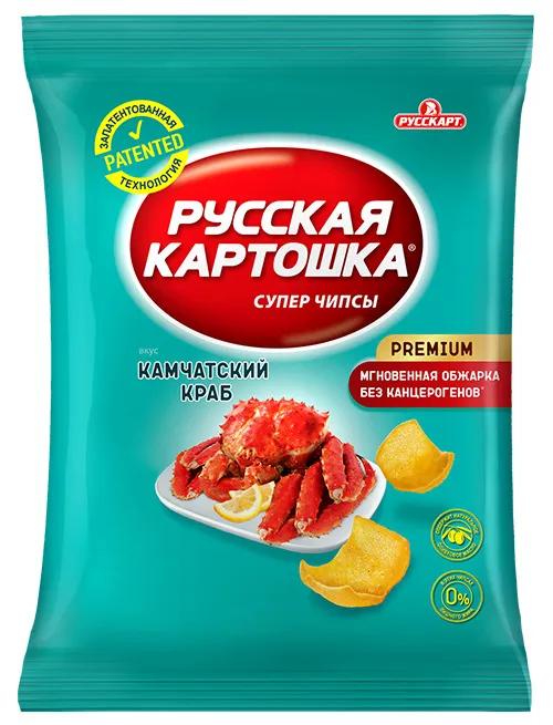 Чипсы Русская картошка картофельные со вкусом камчатского краба 200 гр., флоу-пак