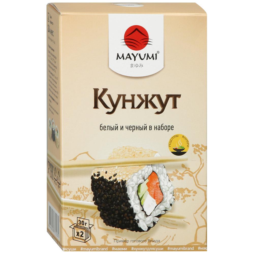 Кунжут Mayumi белый черный в наборе, 60 гр., картон