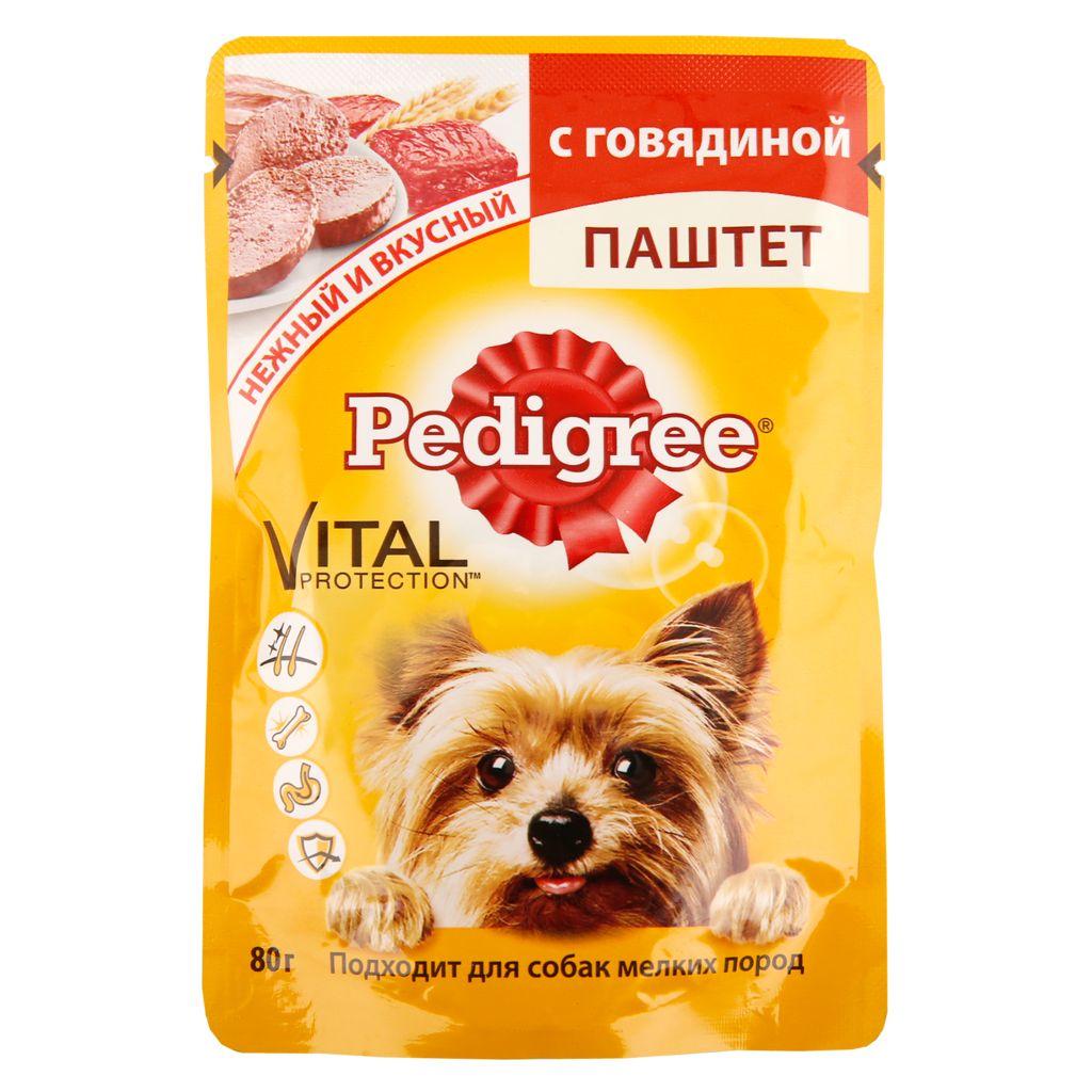 Pedigree Влажный корм для собак м/п паштет говядина 80г