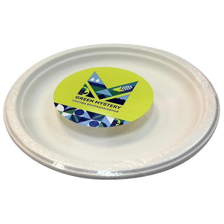 Тарелка одноразовая Green Mystery D 225 мм биоразлагаемый сахарный тростник 6 шт., пакет