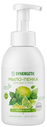 Мыло-пенка Synergetic Мятный лайм для рук и тела 500 мл., флакон с дозатором