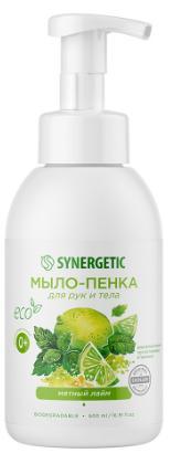 Мыло-пенка для рук и тела Synergetic Мятный лайм 500 мл., ПЭТ